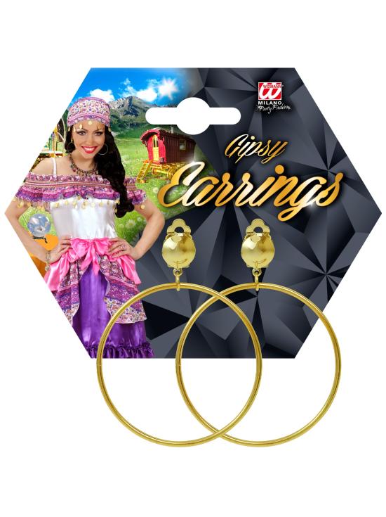 Pendientes de Aro Dorados Clip-On – Accesorio de Disfraz Gipsy, Pirata o Adivina (6 cm) | Widmann