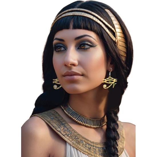 Pendientes Ojo de Horus Dorados – Accesorio Egipcio para Disfraces de Cleopatra y Faraona