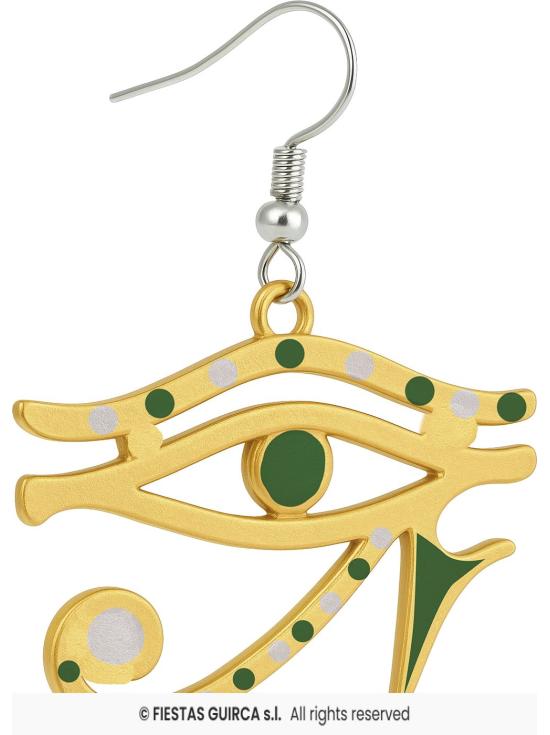Pendientes Ojo de Horus Dorados – Accesorio Egipcio para Disfraces de Cleopatra y Faraona
