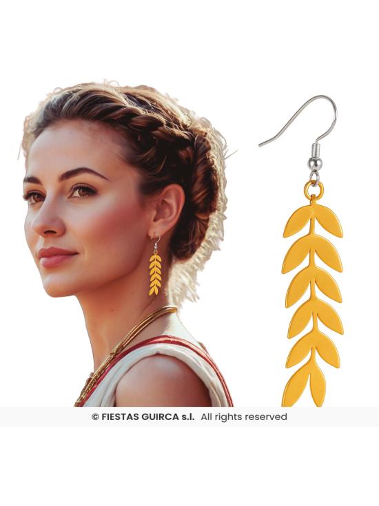 Pendientes Romana Dorada – Accesorio de Joyería para Disfraces de Emperatriz, Diosa y Dama de la Antigua Roma