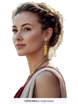 Pendientes Romana Dorada – Accesorio de Joyería para Disfraces de Emperatriz, Diosa y Dama de la Antigua Roma