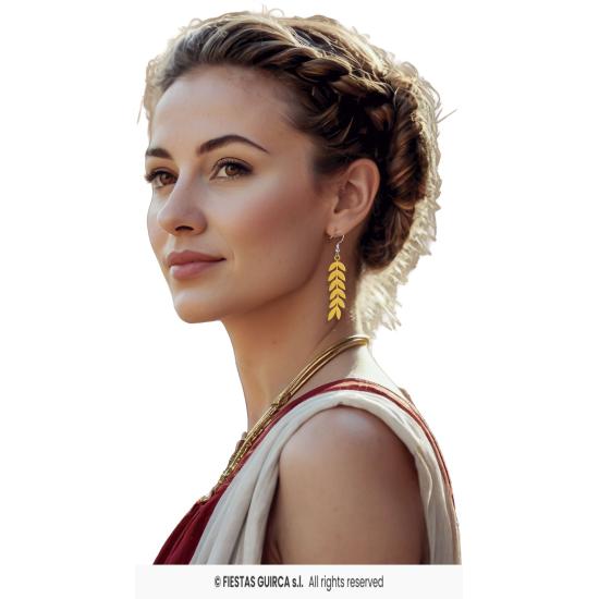 Pendientes Romana Dorada – Accesorio de Joyería para Disfraces de Emperatriz, Diosa y Dama de la Antigua Roma