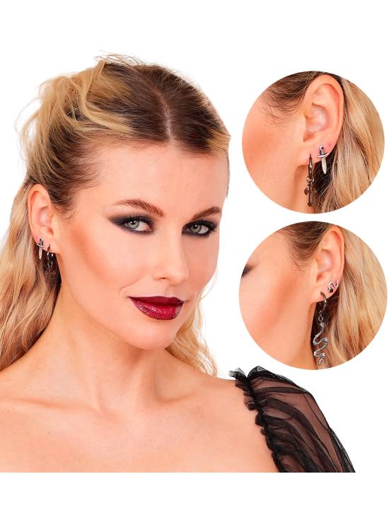 Pendientes Surtidos 6 Modelos – Calaveras, Cruces, Serpientes y Dagas