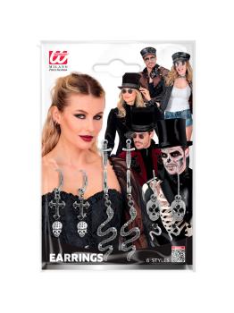 Pendientes Surtidos 6 Modelos – Calaveras, Cruces, Serpientes y Dagas