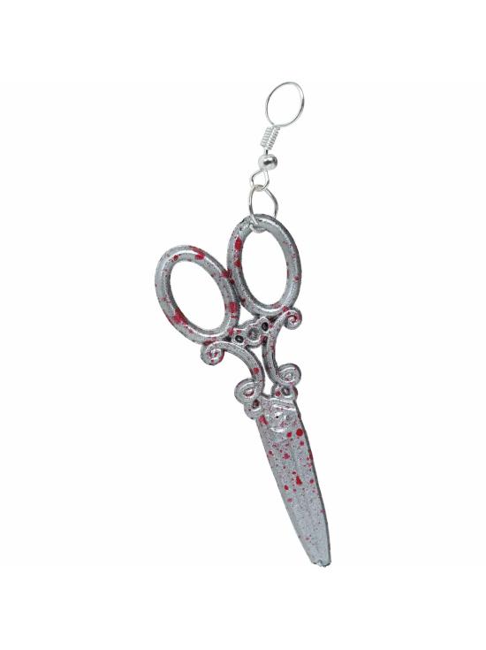 Pendientes Tijeras Plata - Accesorio de Joyería para Disfraz de Halloween y Fiestas de Terror - Ideal para Mujer Adulta - Plata