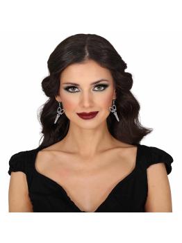 Pendientes Tijeras Plata - Accesorio de Joyería para Disfraz de Halloween y Fiestas de Terror - Ideal para Mujer Adulta - Plata
