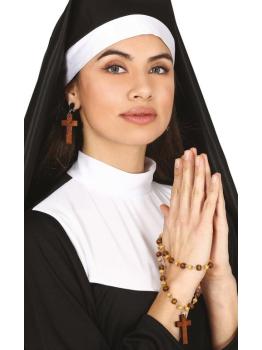 Pendientes y rosario de religiosa