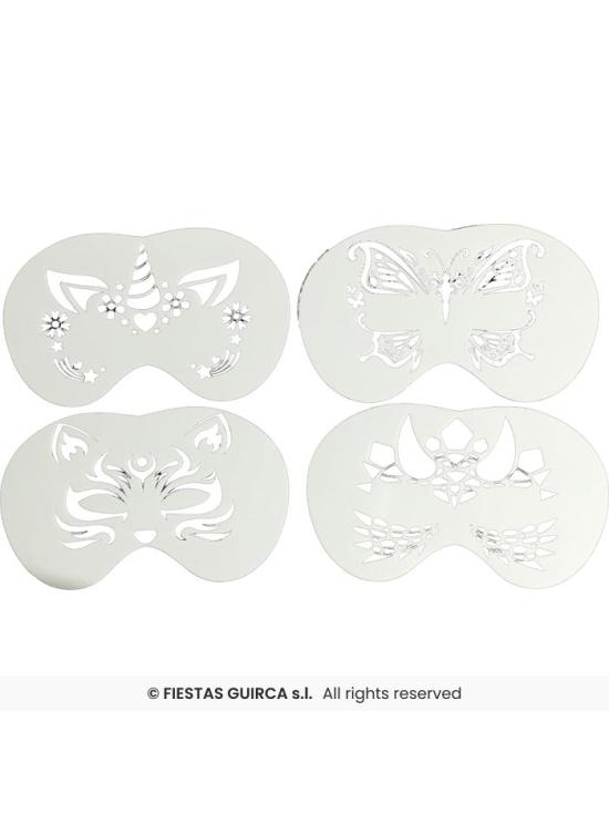 Plantillas de Maquillaje (5x13.5cm) – Set de Stencils para Pintura Facial y Corporal