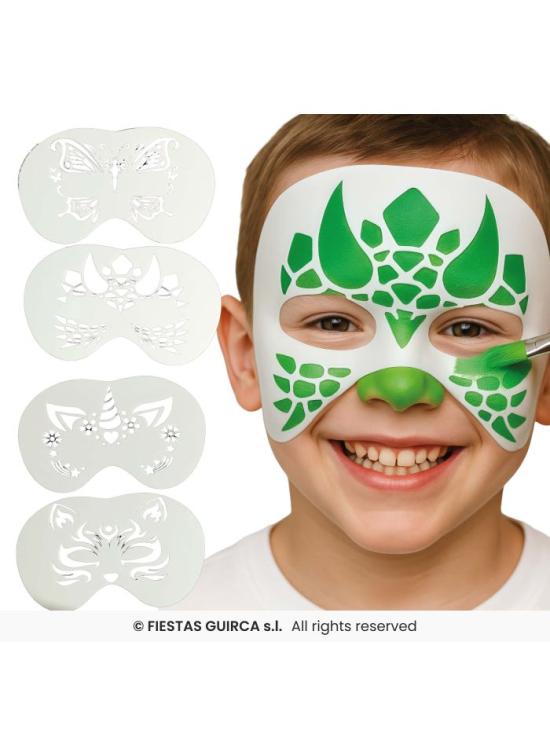 Plantillas de Maquillaje (5x13.5cm) – Set de Stencils para Pintura Facial y Corporal