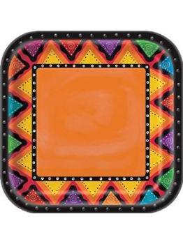 Plato Cuadrado 23 cm Mexicanos pack de 10 und