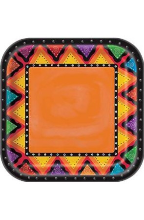 Plato Cuadrado 23 cm Mexicanos pack de 10 und
