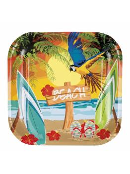 Platos Hawaianos Pack de 6  25 x 25 cms