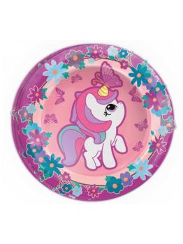 Platos Unicornio desechables 23 cms 8 uds