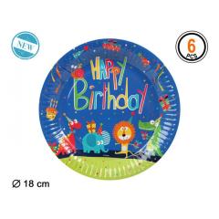 Platos Zoo Party desechables 18 cms 6 uds