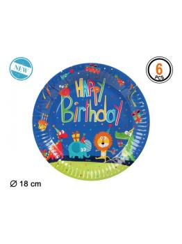 Platos Zoo Party desechables 18 cms 6 uds