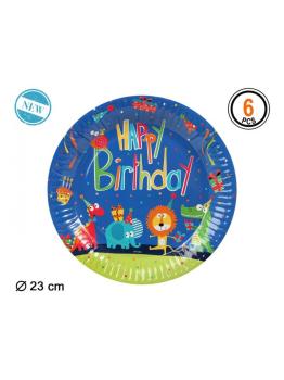 Platos Zoo Party desechables 23 cms 6 uds