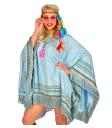 Poncho de Ante Azul con Flecos – Disfraz de India o Hippie Mujer