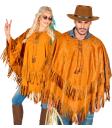 Poncho de Ante con Flecos – Disfraz Adulto Hippie, Indio, Reggae y Vaquero