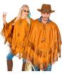 Poncho de Ante con Flecos – Disfraz Adulto Hippie, Indio, Reggae y Vaquero