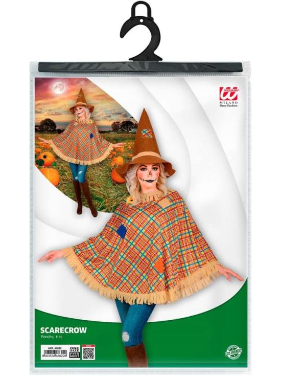 Poncho Espantapájaros con Sombrero – Disfraz de Halloween y Carnaval