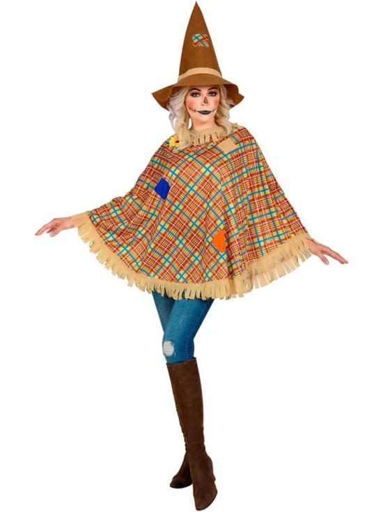 Poncho Espantapájaros con Sombrero – Disfraz de Halloween y Carnaval