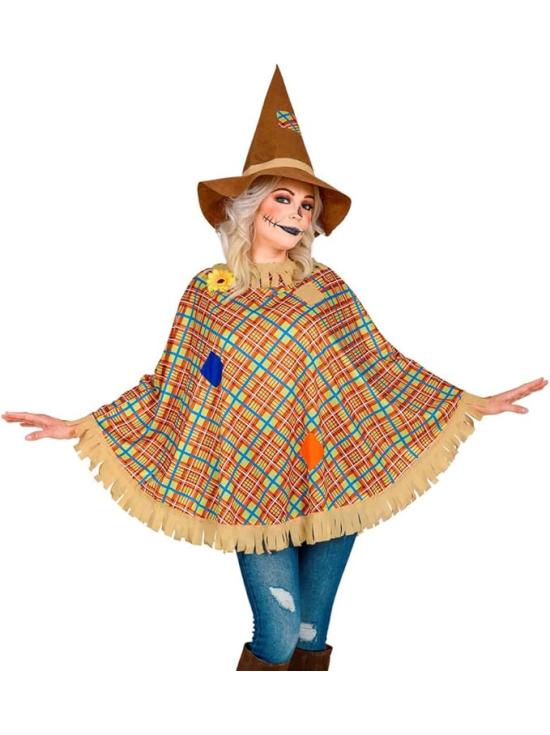 Poncho Espantapájaros con Sombrero – Disfraz de Halloween y Carnaval