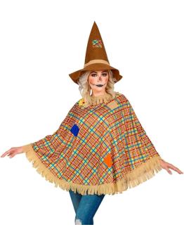 Poncho Espantapájaros con Sombrero – Disfraz de Halloween y Carnaval