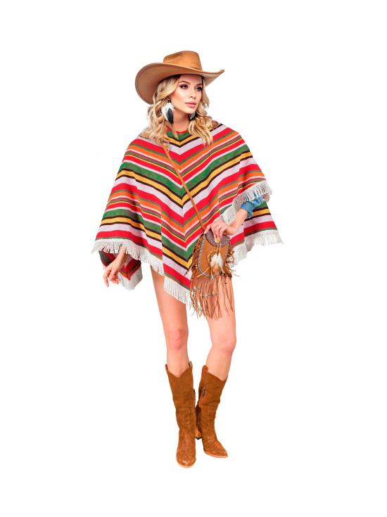 Poncho Mexicano de Algodón para Disfraz Unisex Tallla única