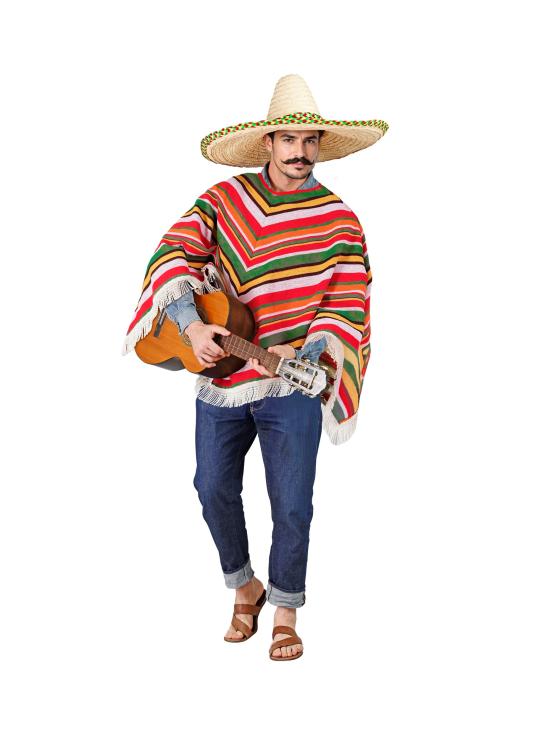 Poncho Mexicano de Algodón para Disfraz Unisex Tallla única