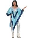 Poncho Super Trouper ABBA para Mujer – Disfraz de los Años 70 Azul para Fiestas, Halloween y Carnaval