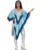 Poncho Super Trouper ABBA para Mujer – Disfraz de los Años 70 Azul para Fiestas, Halloween y Carnaval