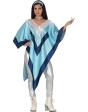 Poncho Super Trouper ABBA para Mujer – Disfraz de los Años 70 Azul para Fiestas, Halloween y Carnaval