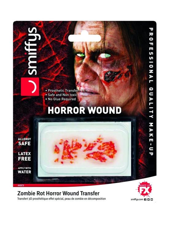 Prótesis herida terrorífica, piel de zombi en descomposición