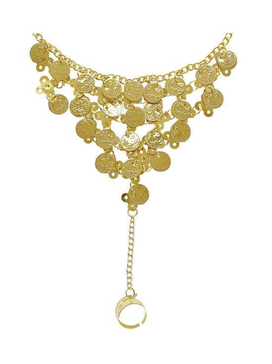 Pulsera Dedo Muñeca con Monedas Oro