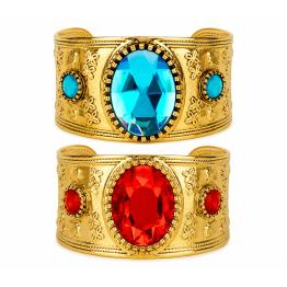 Pulsera dorada con piedra azul para disfraces