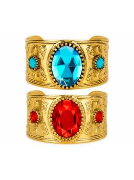Pulsera dorada con piedra azul para disfraces