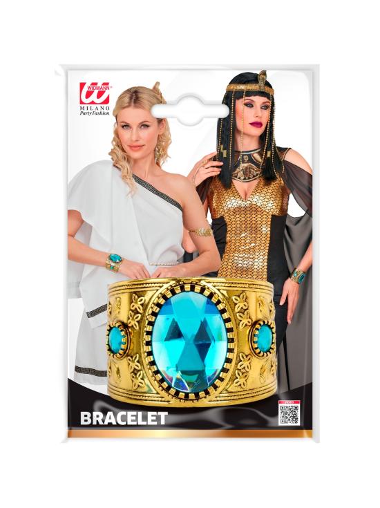 Pulsera dorada con piedra azul para disfraces