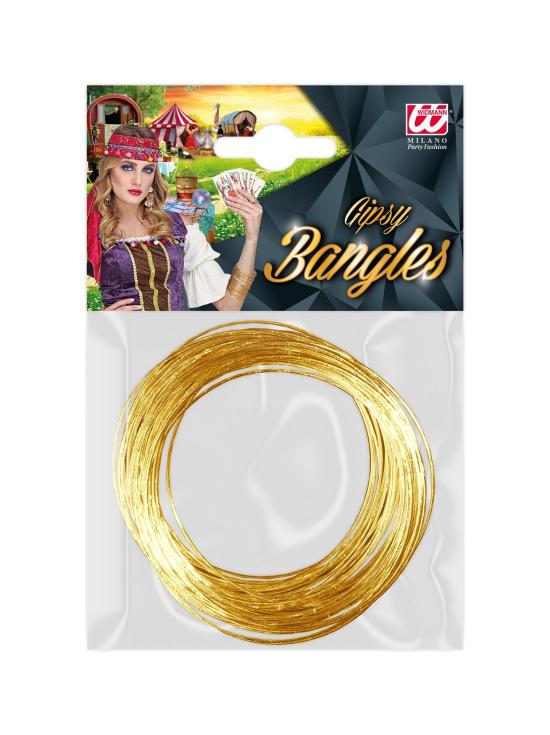 Pulseras Doradas Estilo Gitano – Set de 40 | Widmann 2983B
