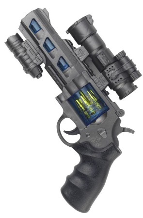 Revolver policía del espacio, con luz y sonido, 25cm
