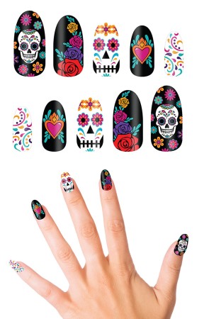 Set 10 Uñas Catrina con Adhesivo