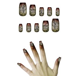 Set 10 uñas Zombie con adhesivo