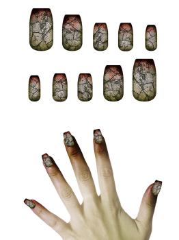 Set 10 uñas Zombie con adhesivo