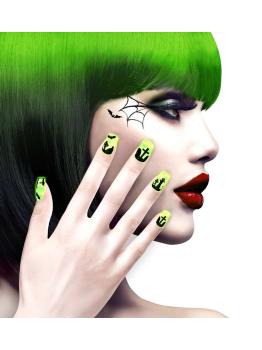 Set 12 Uñas Fluorescentes Terror Halloween