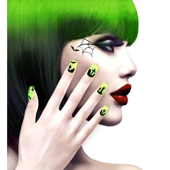 Set 12 Uñas Fluorescentes Terror Halloween Set 12 Uñas Fluorescentes Terror Halloween