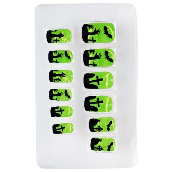 Set 12 Uñas Fluorescentes Terror Halloween Set 12 Uñas Fluorescentes Terror Halloween