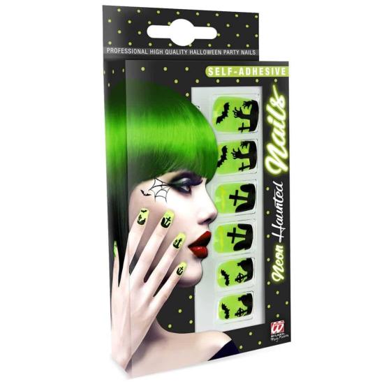 Set 12 Uñas Fluorescentes Terror Halloween Set 12 Uñas Fluorescentes Terror Halloween