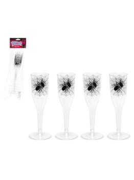 Set 4 copas arañas Halloween