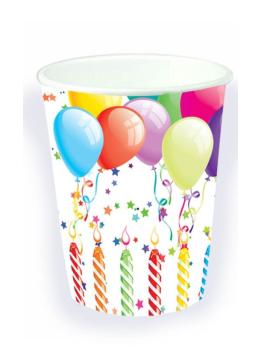 Set 8 Vasos de Cumpleaños globos