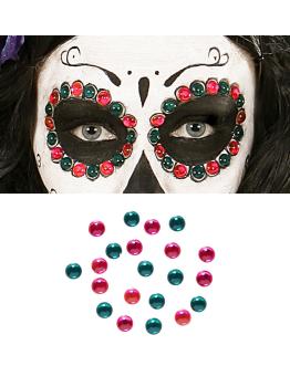 Set de 40 Gemas Adhesivas decorativas Ojos Rosa / Verde