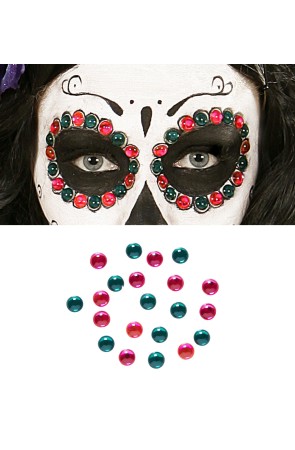 Set de 40 Gemas Adhesivas decorativas Ojos Rosa / Verde